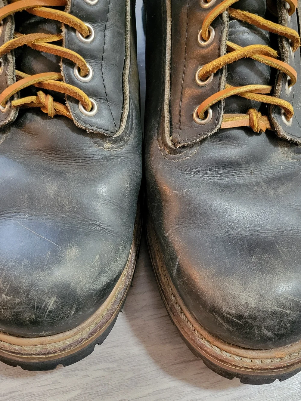 VTG RED WING MENS 11.5E TALL LINEMAN LOGGER LACE UP LEATHER BOOTS VIBRAM SOLE